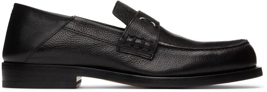 商品MAISON MARGIELA|Black Grained Stitch Camden Loafers,价格¥8489,第1张图片