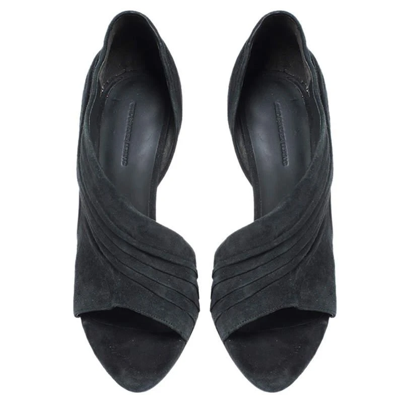 商品[二手商品] Alexander Wang|Alexander Wang Black Ruched Suede Maja Open Toe Sandals Size 39,价格¥1559,第3张图片详细描述