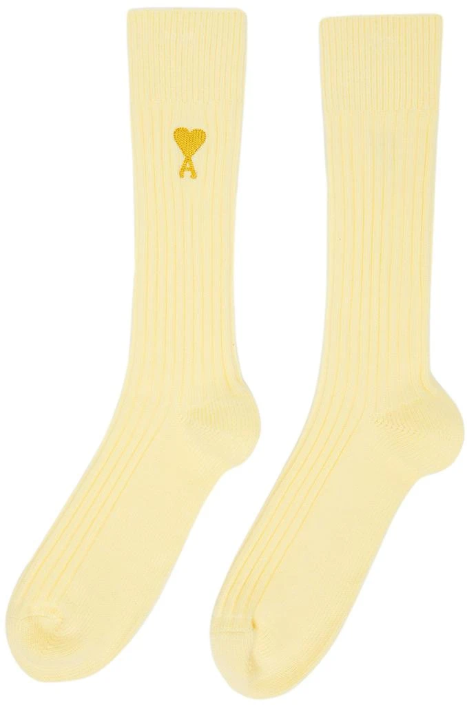 商品AMI|Yellow Ami De Cœur Plain Socks,价格¥130,第2张图片详细描述