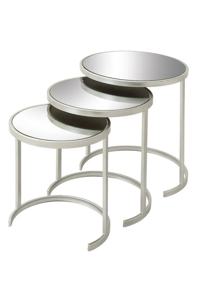 商品VIVIAN LUNE HOME|Silvertone Metal Nesting Accent Table with Mirrored Glass Top - Set of 3,价格¥1050,第1张图片