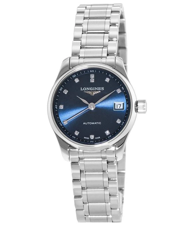 商品Longines|Longines Master Collection Automatic 25.5mm Diamond Accent Blue Dial Women's Watch L2.128.4.97.6,价格¥15279,第1张图片