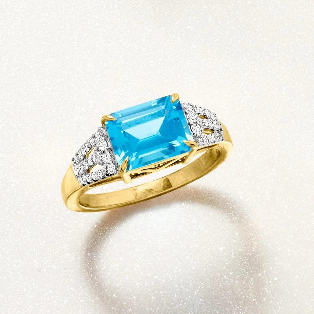 商品Ross-Simons|Ross-Simons Swiss Blue Topaz and . Diamond Ring in 18kt Yellow Gold,价格¥13465,第4张图片详细描述