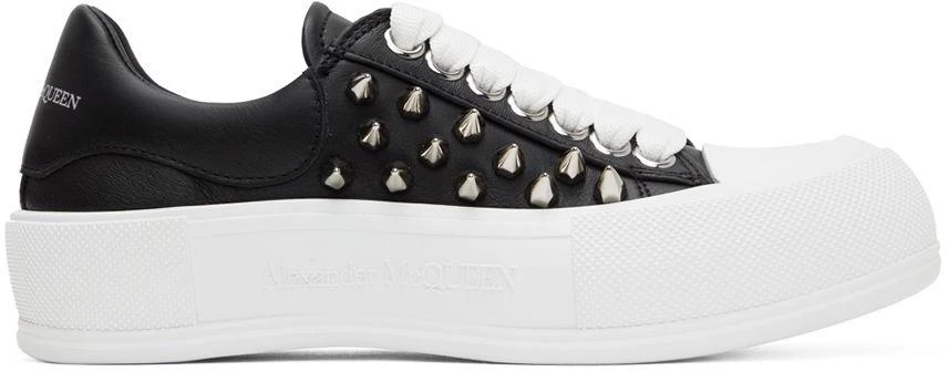 商品Alexander McQueen|Black & White Deck Plimsoll Sneakers,价格¥1222,第1张图片