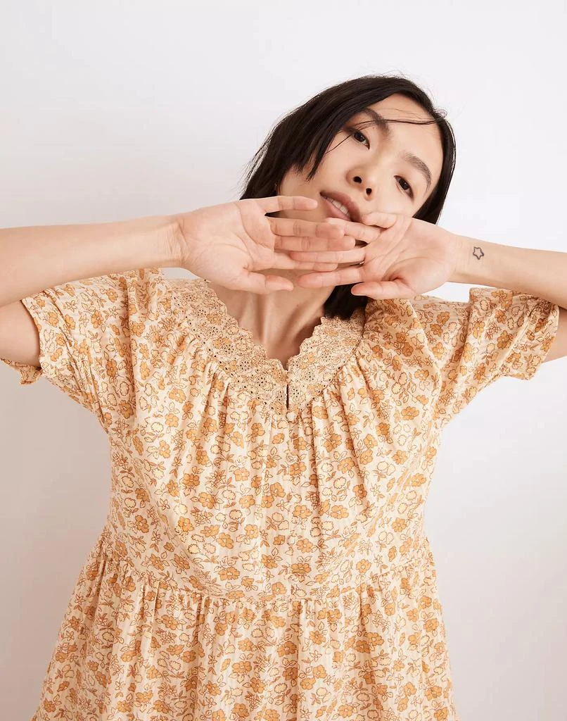 商品Madewell|Eyelet-Trim Tiered Mini Dress in Piccola Floral,价格¥394,第4张图片详细描述