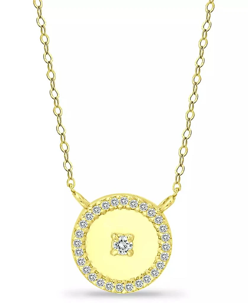 商品Giani Bernini|Cubic Zirconia Polished Halo Pendant Necklace in 18k Gold-Plated Sterling Silver, 16" + 2" extender, Created for Macy's,价格¥535,第1张图片