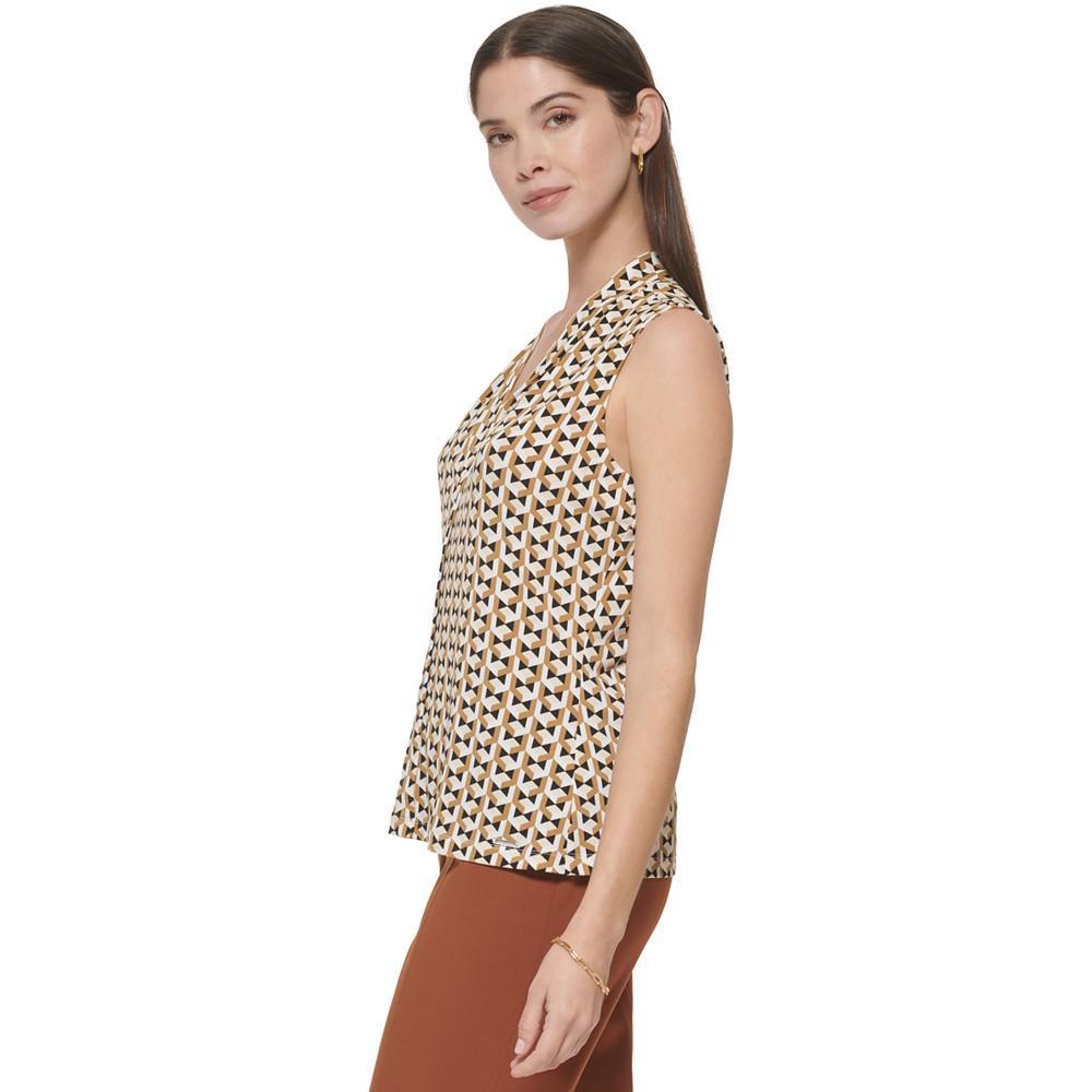 商品Calvin Klein|Women's Sleeveless Geometric Print V-Neck Top,价格¥217,第5张图片详细描述