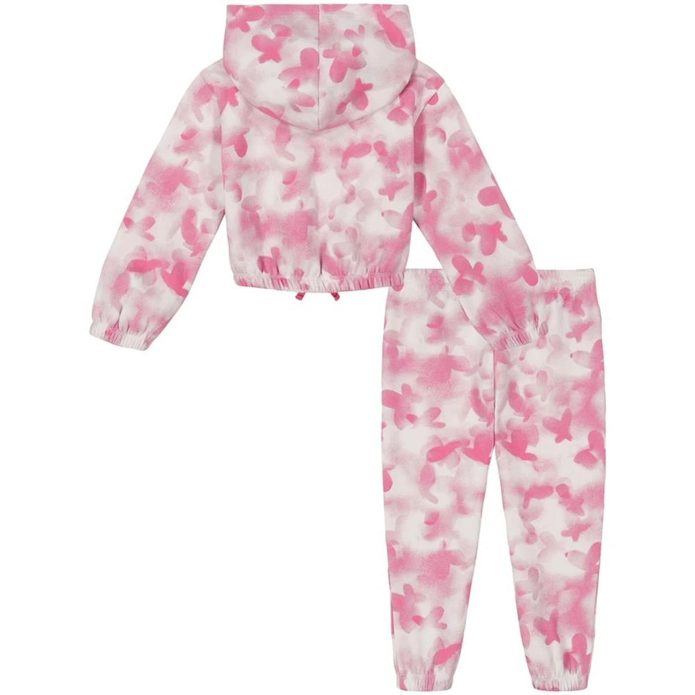 商品Calvin Klein|Little Girls Hooded Butterfly Print Fleece Sweatsuit and Pants, 2 Piece Set,价格¥470,第2张图片详细描述