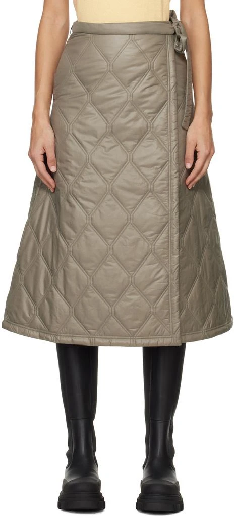 商品Ganni|Brown Quilted Midi Skirt,价格¥1266,第1张图片