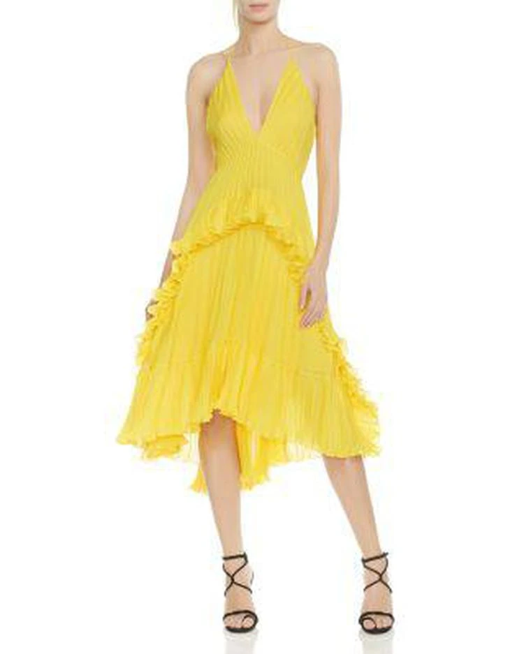 商品Halston Heritage|Pleated Ruffled Halter Dress,价格¥1638,第3张图片详细描述