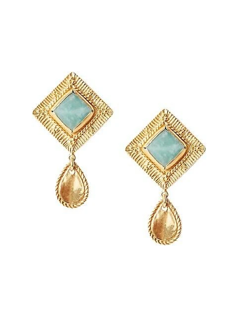 商品Chan Luu|18K-Gold-Plated & Amazonite Drop Earrings,价格¥1619,第1张图片