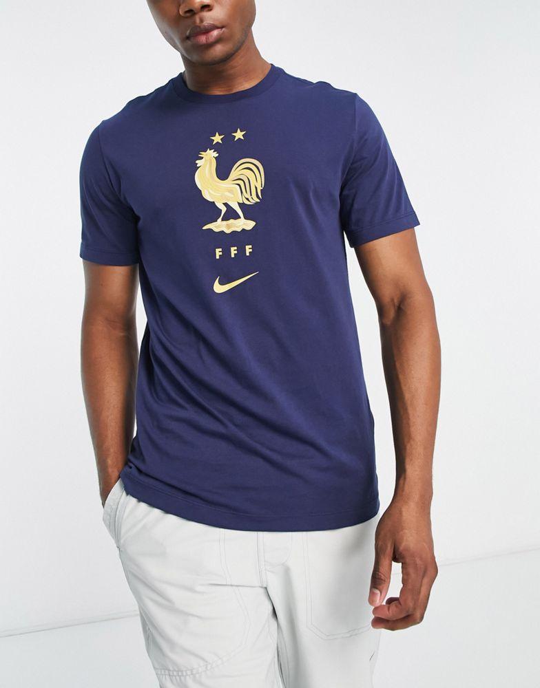 Nike Football World Cup 2022 France unisex crest t-shirt in blue商品第1张图片规格展示