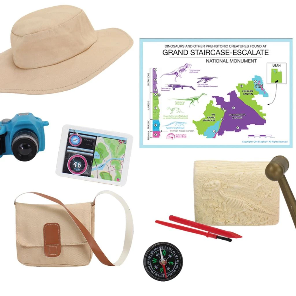 商品Teamson|Sophia’s 10 Piece Smithsonian Paleontologist Set for 18" Dolls, Multicolor,价格¥224,第5张图片详细描述