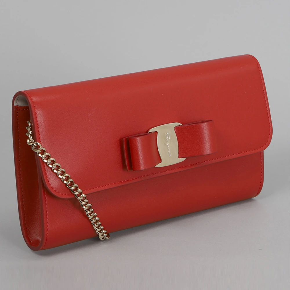 SALVATORE FERRAGAMO 女士红色牛皮蝴蝶结迷你单肩包 22-D523-705294 商品