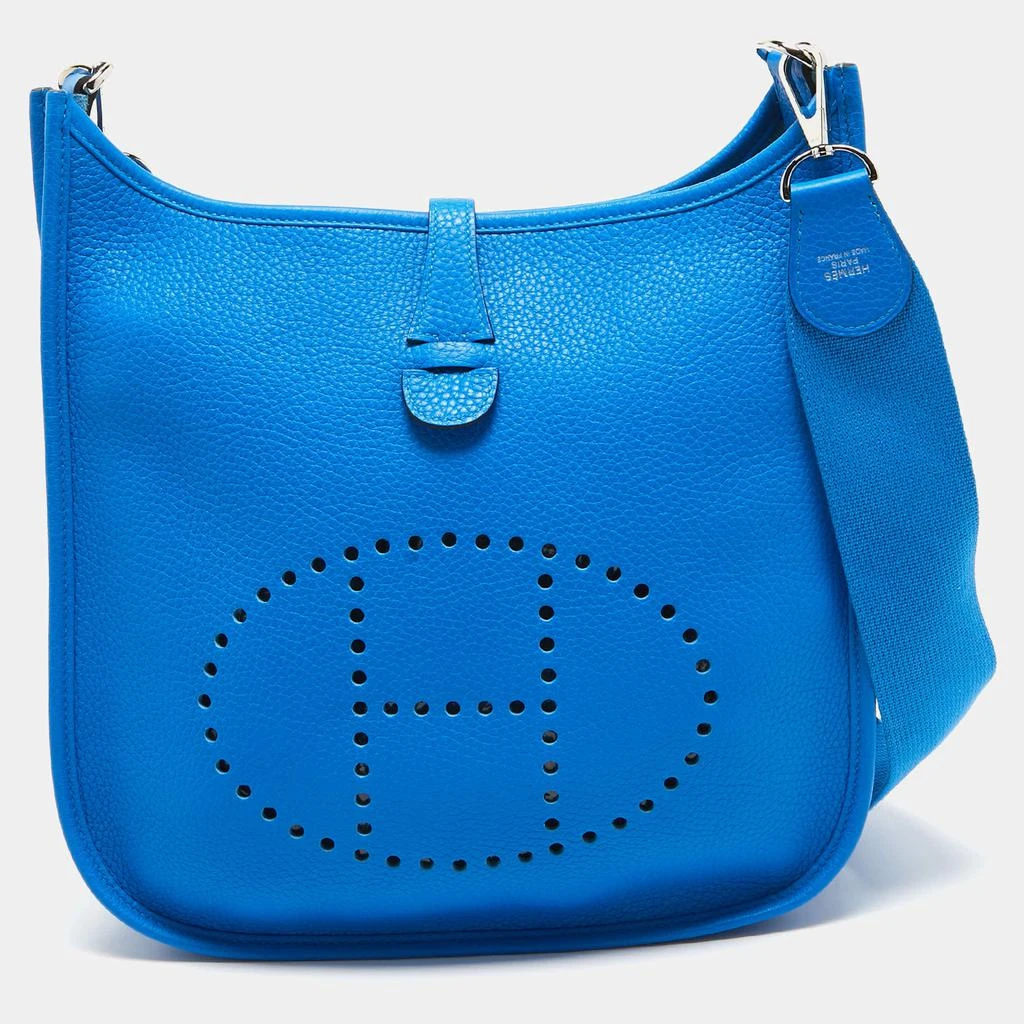 商品Hermes|Hermès Bleu Zanzibar Taurillon Clemence Leather Evelyne III PM Bag,价格¥25557,第1张图片