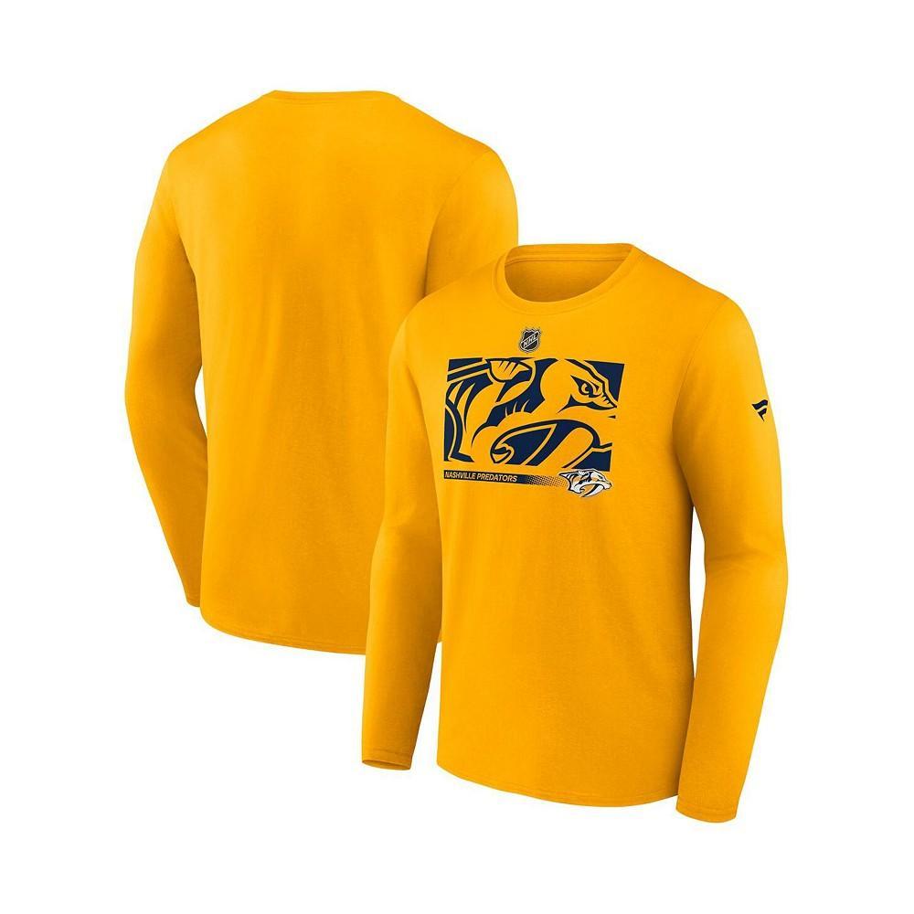 商品Fanatics|Men's Branded Gold Nashville Predators Authentic Pro Core Collection Secondary Long Sleeve T-shirt,价格¥251,第1张图片