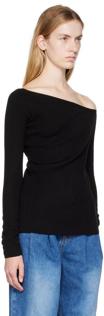 商品We11done|Black Asymmetric Long Sleeve T-Shirt,价格¥841,第4张图片详细描述