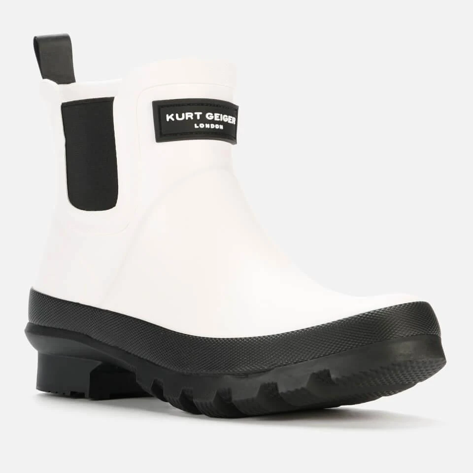 商品Kurt Geiger|KURT GEIGER LONDON WOMEN'S SLEET SHORT WELLIE CHELSEA BOOTS - WHITE/BLACK,价格¥313,第2张图片详细描述