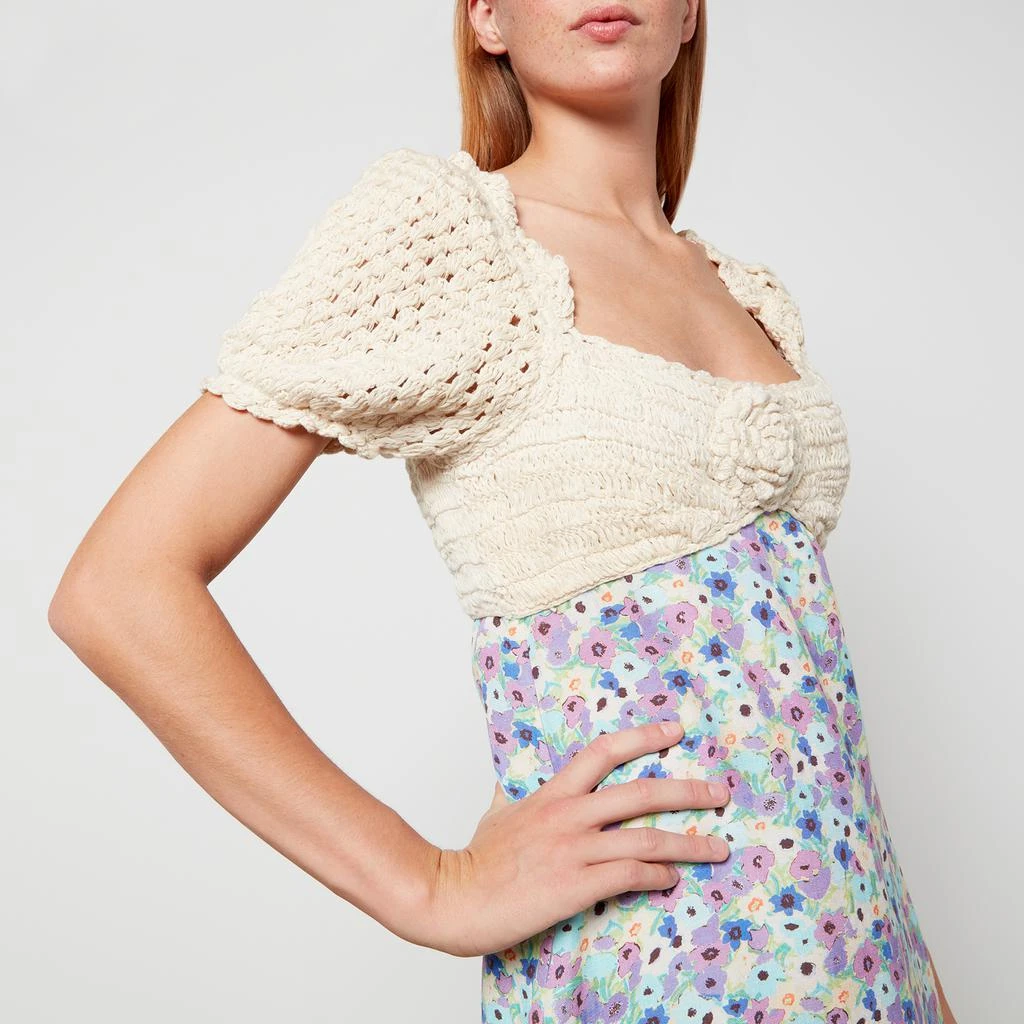 商品Rixo|RIXO Pearl Crochet and Floral-Print Linen-Blend Mini Dress,价格¥866,第4张图片详细描述