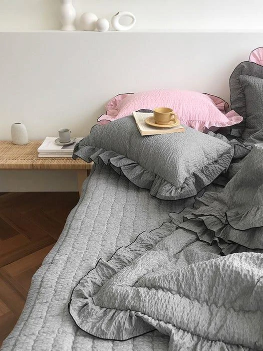 商品SHAREROOM|Ripple Frill Comforter Bedding_Charcoal (S/Q/K),价格¥1654,第2张图片详细描述