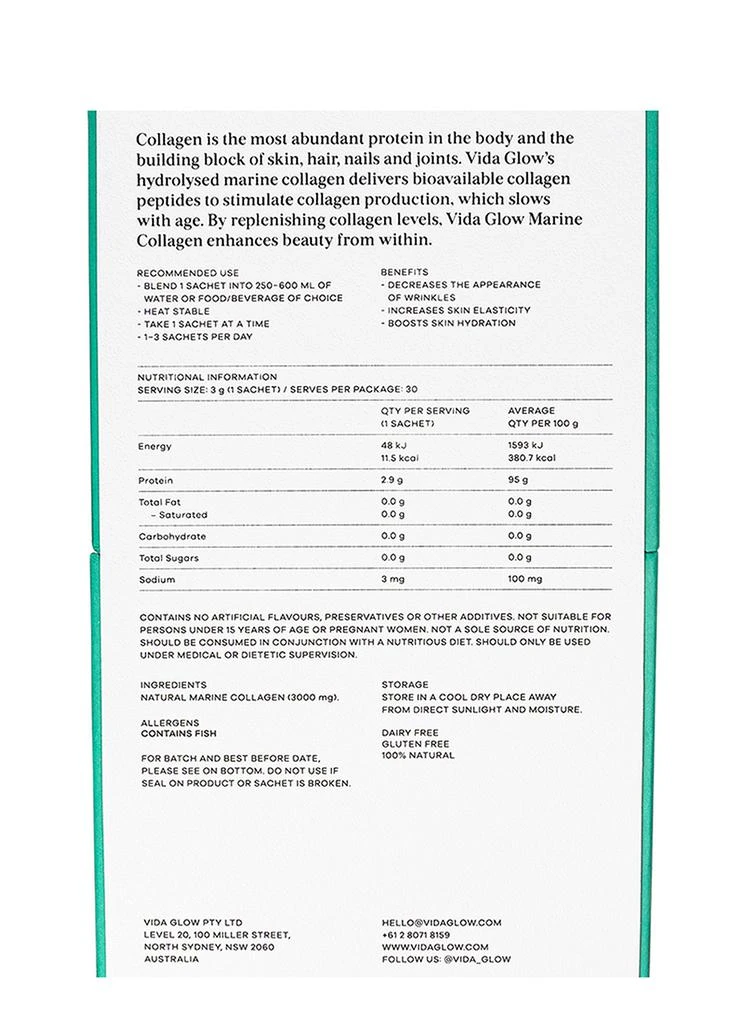 商品Vida Glow|Natural Marine Collagen Sachets Original,价格¥400,第2张图片详细描述