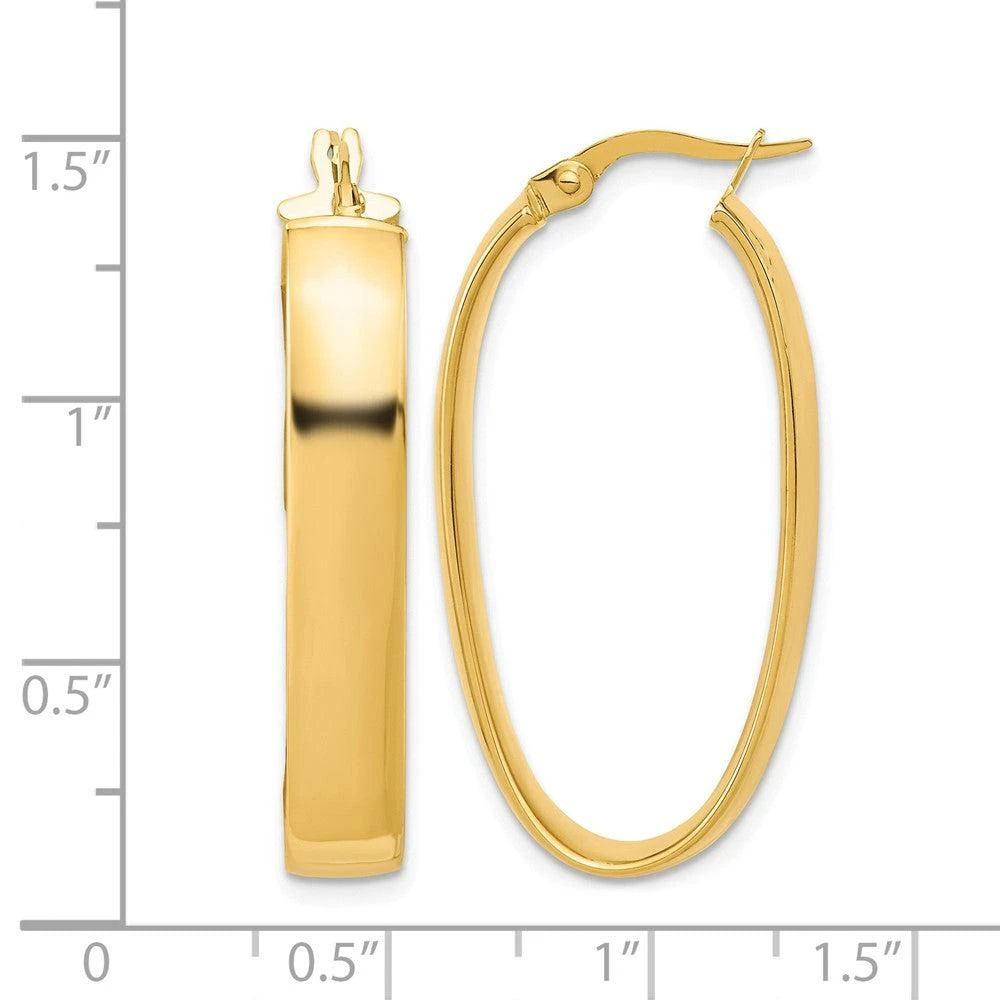 商品Diamond2Deal|14K Yellow Gold Oval Shape Hoop Earrings 35mm,价格¥8244,第4张图片详细描述