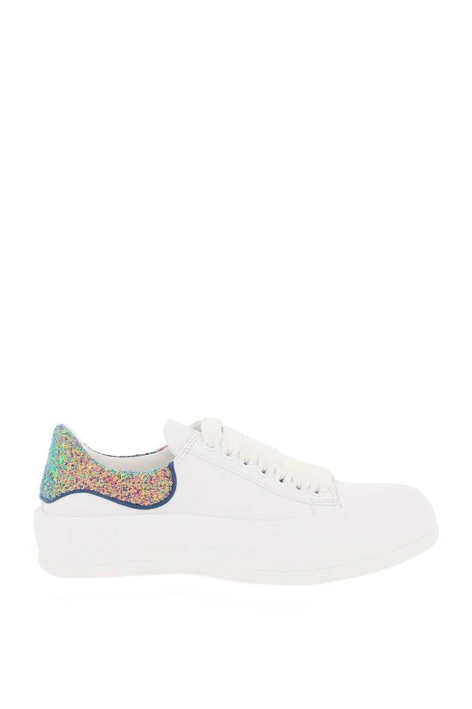 商品Alexander McQueen|LEATHER SNEAKERS WITH GLITTERED HEEL TAB,价格¥2305,第1张图片