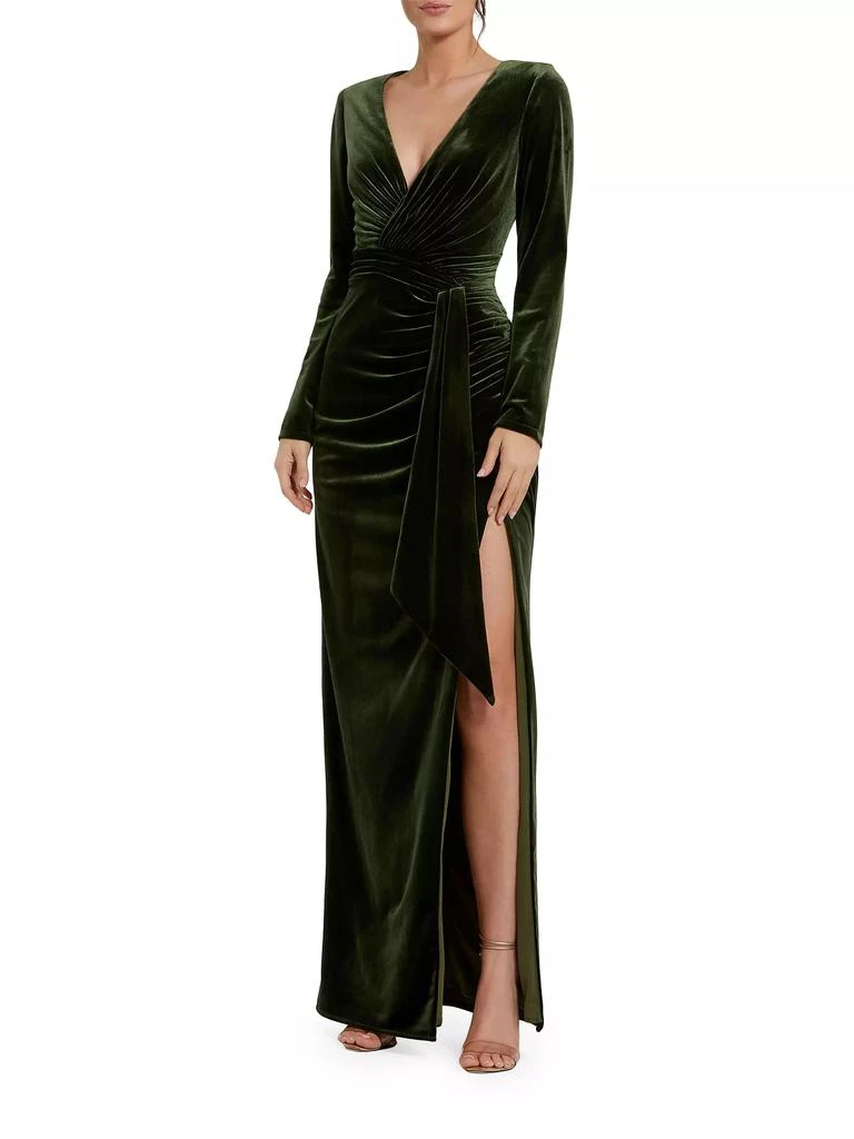 商品Mac Duggal|Draped Velvet Tie Slip Gown,价格¥4482,第1张图片