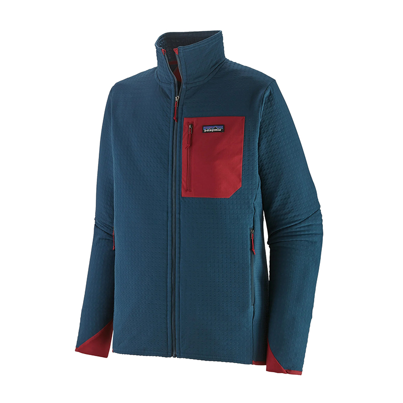 Patagonia/巴塔哥尼亚 男士蓝色系/红色涤纶混纺饰有徽标口袋立领夹克商品第3张图片规格展示