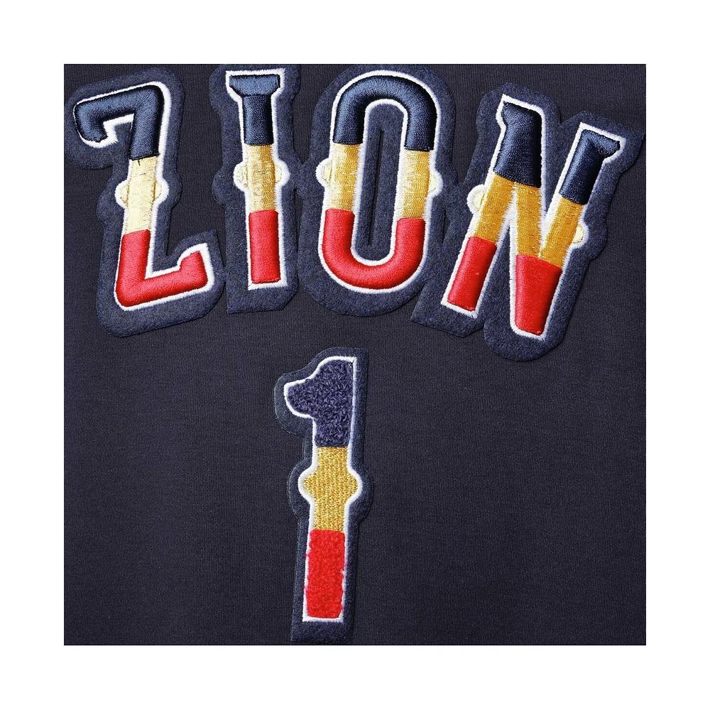 Men's Zion Williamson Navy New Orleans Pelicans Name and Number Short Sleeve Pullover Hoodie商品第5张图片规格展示