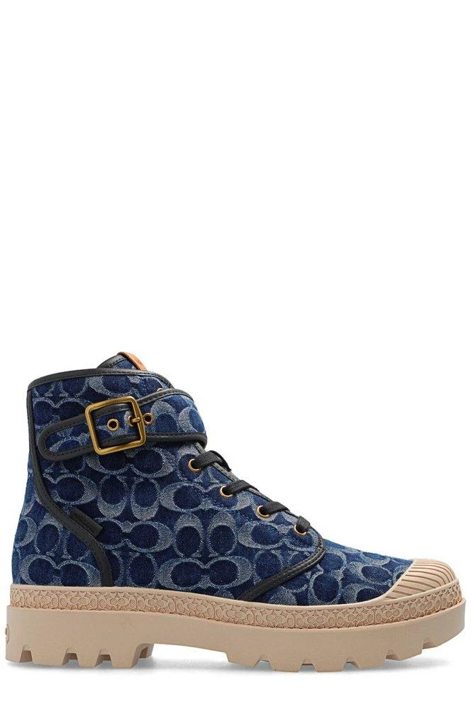 商品Coach|Coach Trooper Buckled Monogram Pattern Lace-Up Boots,价格¥1310,第1张图片