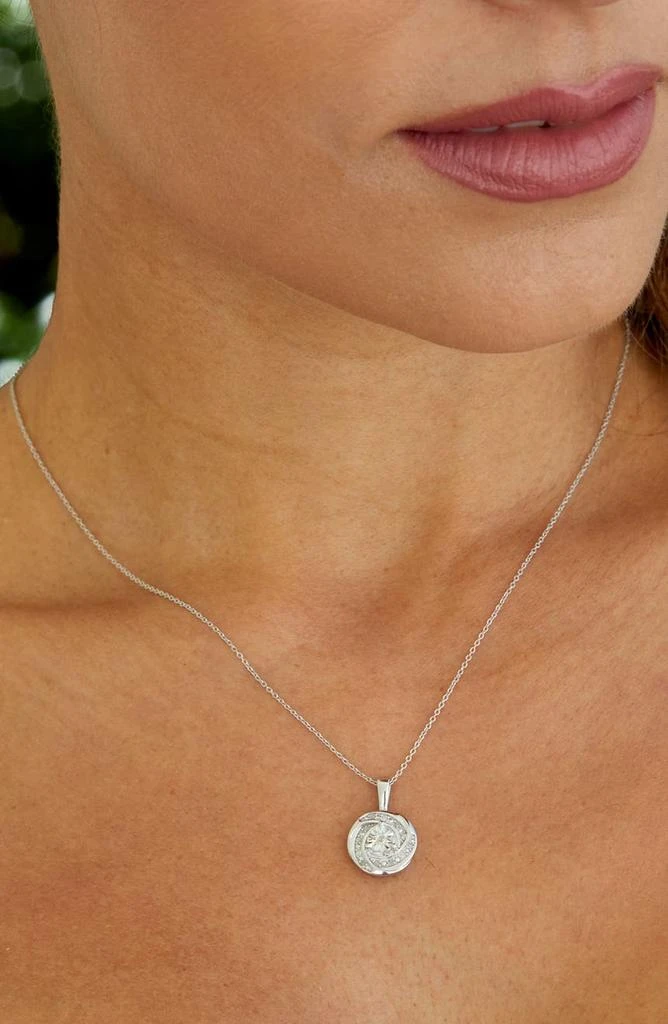 商品Savvy Cie Jewels|Sterling Silver Bright Cut Diamond Round Swirl Pendant Necklace - 0.10 ctw,价格¥246,第2张图片详细描述