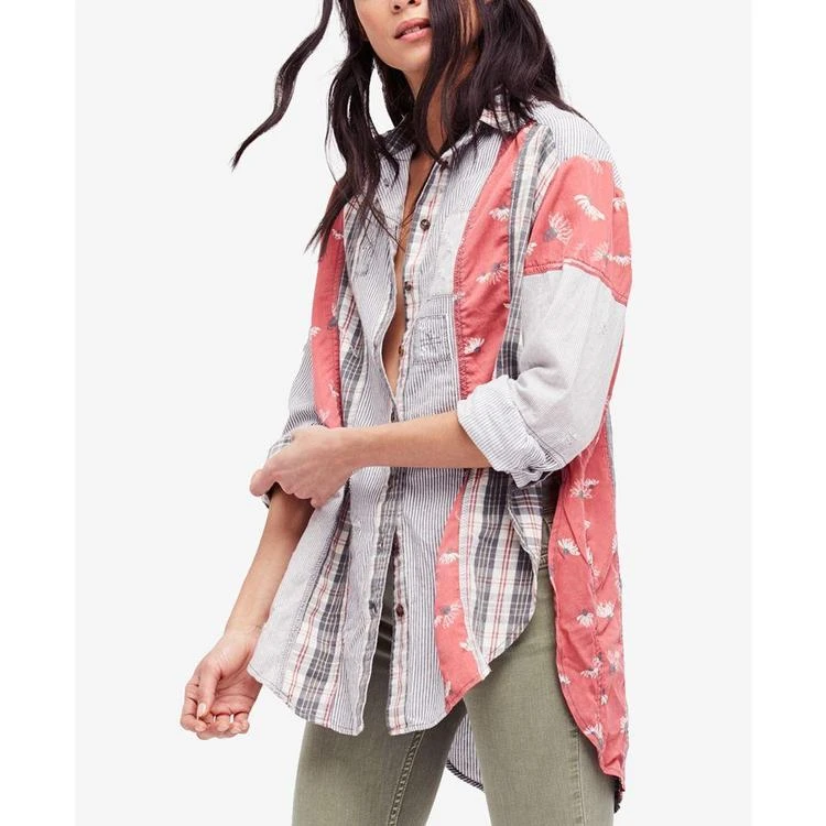 商品Free People|Cotton Patchwork-Print High-Low Shirt,价格¥562,第1张图片