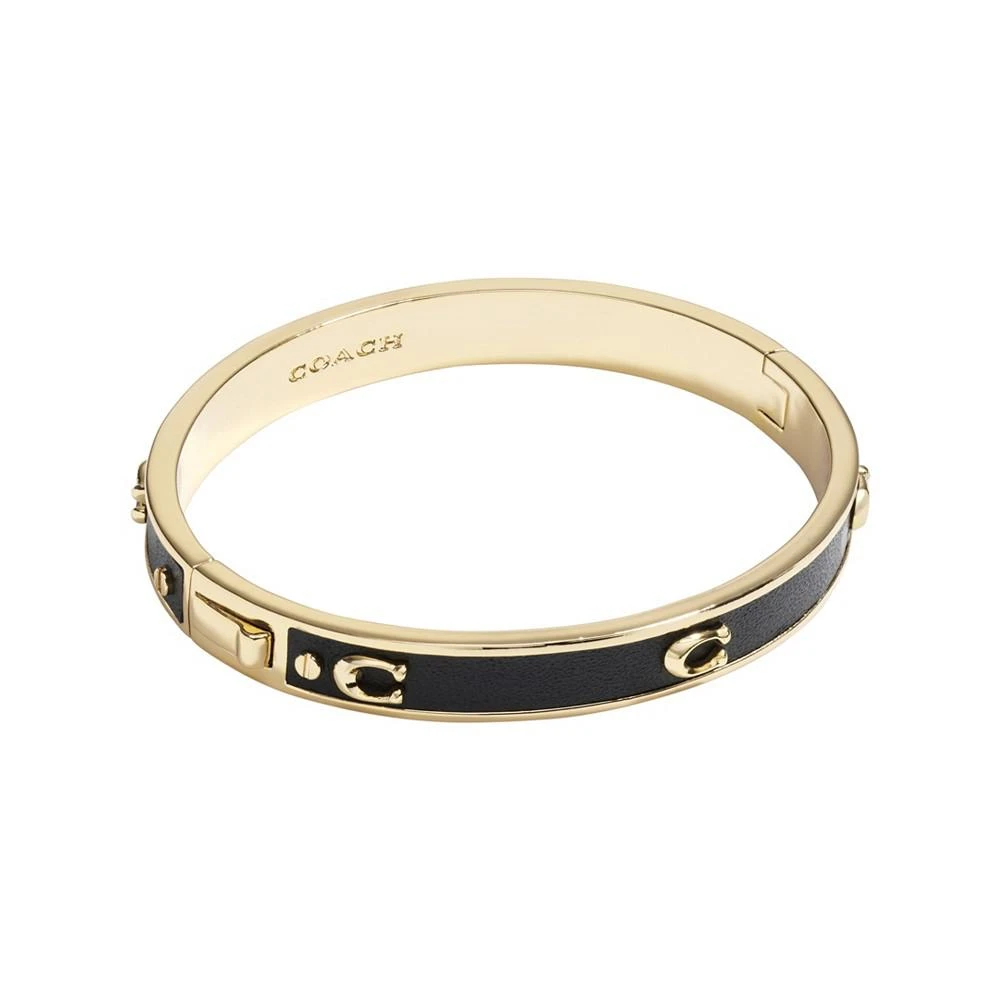 商品Coach|Black Signature Sculpted C Leather Bangle Bracelet,价格¥759,第2张图片详细描述