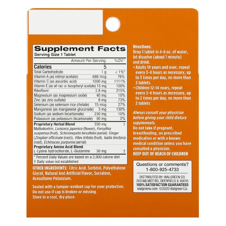 商品Walgreens|Immune Support Vitamin C 1000 mg Tablets Orange,价格¥99,第4张图片详细描述