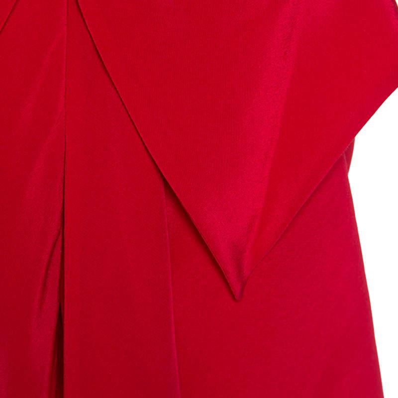 Prabal Gurung Red Silk Draped Bow Detail Sleeveless Top L商品第4张图片规格展示