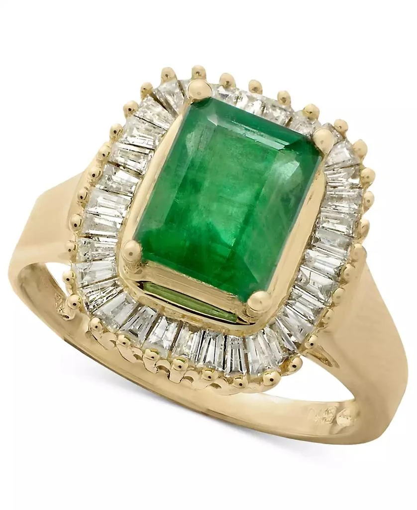 商品Effy|EFFY Emerald (1-3/8 ct. t.w.) and Diamond (1/2 ct. t.w.) Ring in 14k Yellow Gold or 14k White Gold (Also in Sapphire),价格¥9841,第1张图片