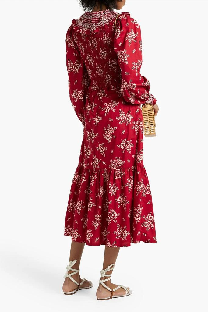 商品Sea|Alessia ruffled shirred floral-print cotton midi dress,价格¥1420,第3张图片详细描述