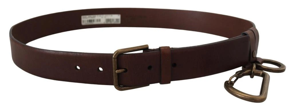 商品Dolce & Gabbana|Dolce & Gabbana Brown Leather Gold Metal Buckle Carabiner Belt,价格¥2175,第3张图片详细描述