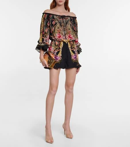 商品Camilla|Off-shoulder printed silk romper,价格¥4179,第2张图片详细描述