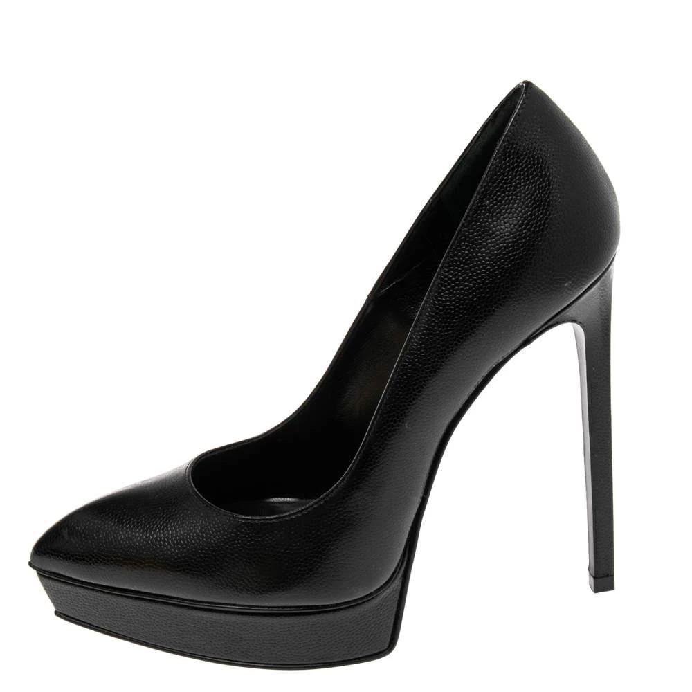 商品[二手商品] Yves Saint Laurent|Saint Laurent Black Leather Anja Pointed Toe Pumps Size 37.5,价格¥1353,第2张图片详细描述