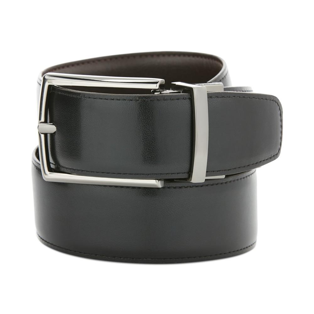 Men's Faux Leather Reversible Two-Tone Swivel Buckle Dress Belt商品第2张图片规格展示