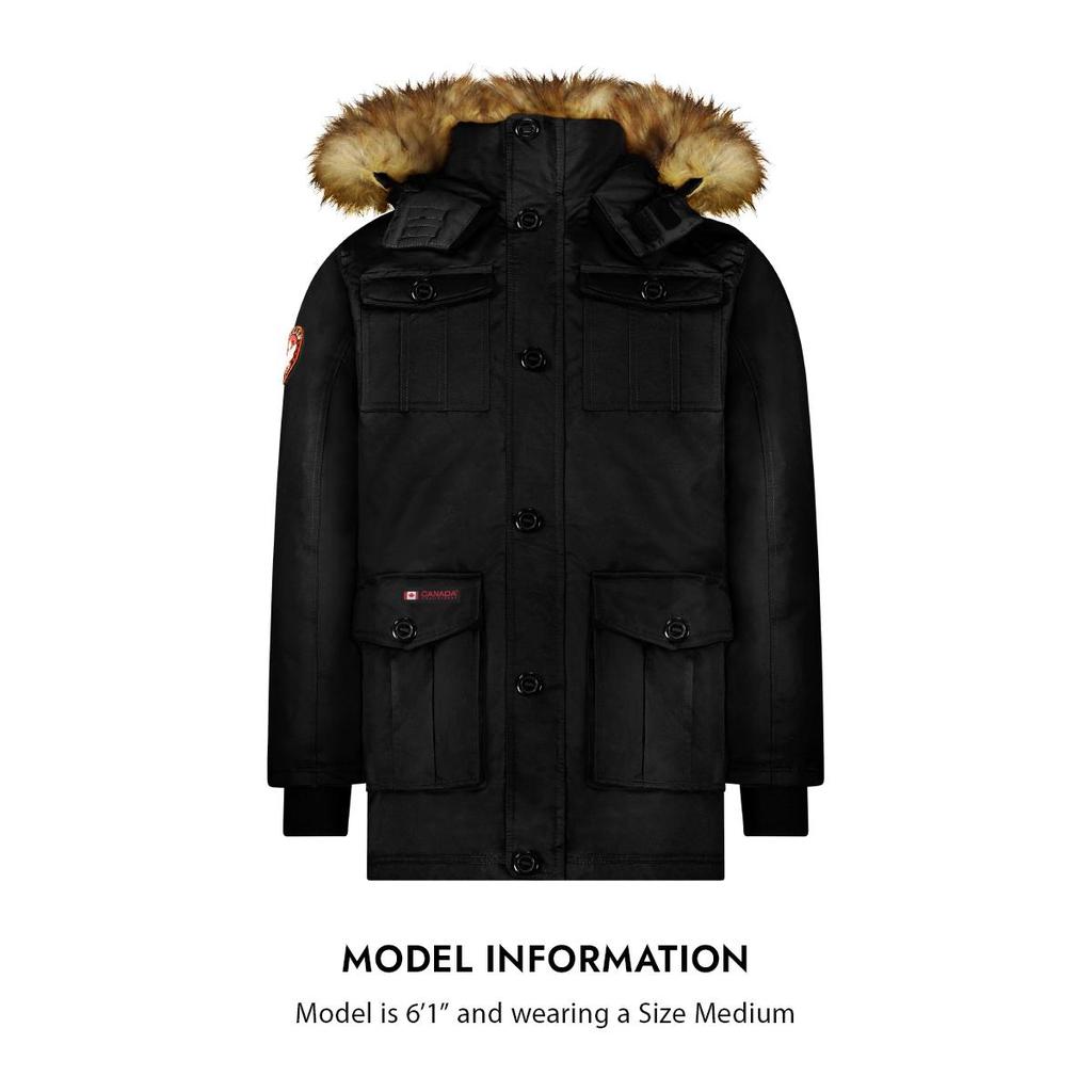 Mens Faux Fur Heavyweight Parka Coat商品第2张图片规格展示