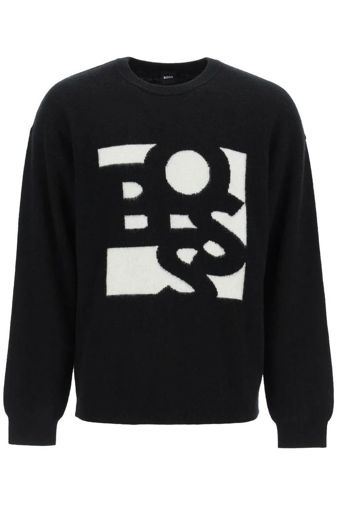 商品Hugo Boss|VIRGIN WOOL AND CASHMERE SWEATER WITH SHAKEN LOGO,价格¥836,第1张图片