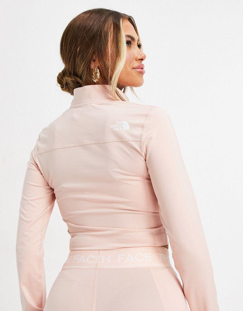 商品The North Face|The North Face 1/4 zip fitted cropped long sleeve top in pink Exclusive at ASOS,价格¥242,第4张图片详细描述