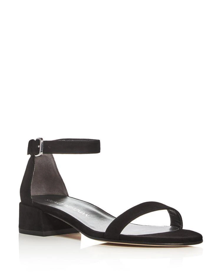 商品Stuart Weitzman|Nudistjune Suede Block Heel Ankle Strap Sandals ,价格¥1684,第1张图片