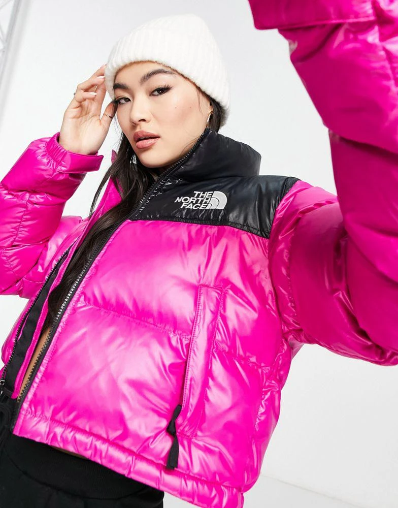 商品The North Face|The North Face Nuptse cropped down jacket in pink and black,价格¥1436,第4张图片详细描述