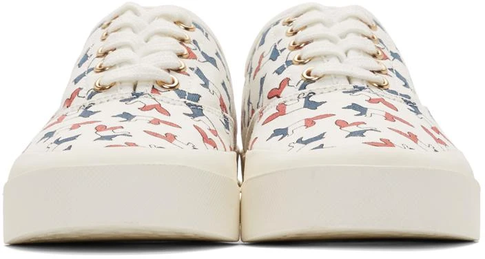 商品Maison Kitsune|White Canvas All Over Tricolor Fox Sneakers,价格¥1061,第2张图片详细描述