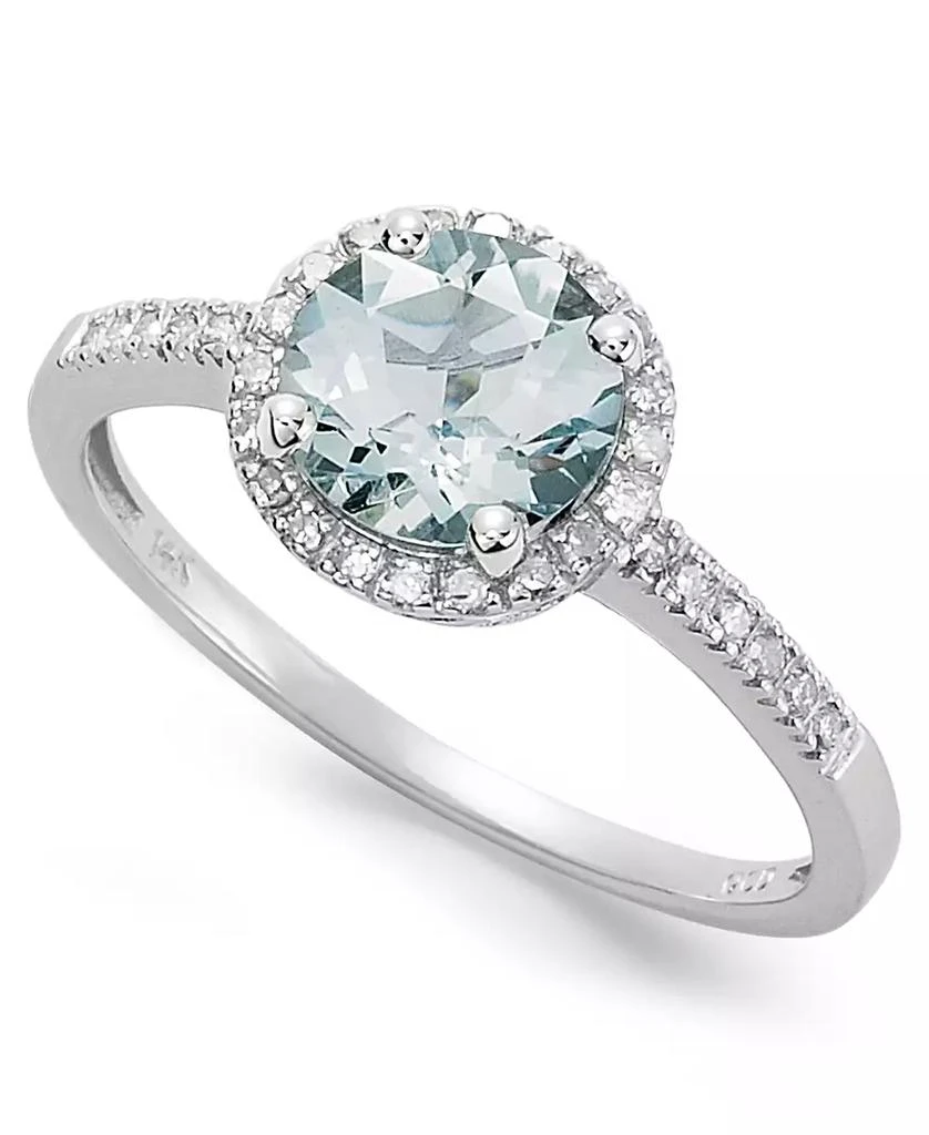 商品Macy's|Aquamarine (1 ct. t.w.) and Diamond (1/8 ct. t.w.) Ring in 14k White Gold,价格¥4521,第1张图片