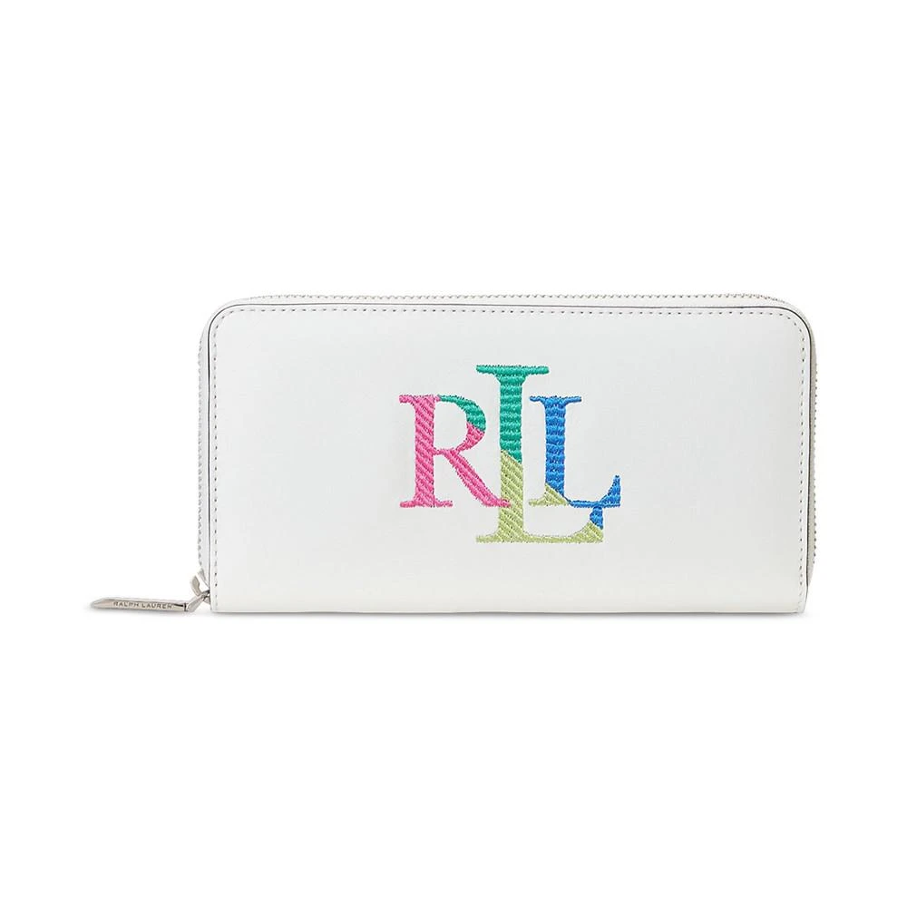 商品Ralph Lauren|Embroidered Leather Continental Wallet,价格¥478,第1张图片