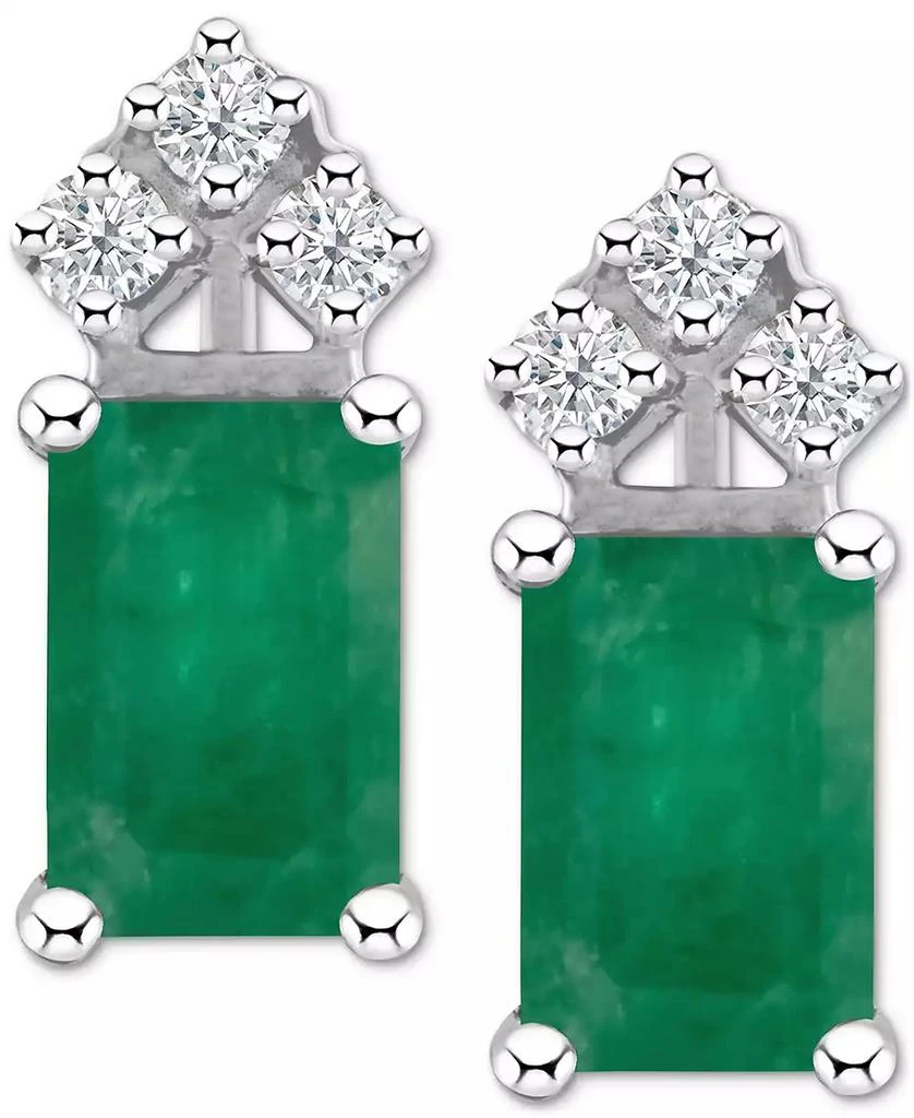 商品Macy's|Ruby (1-3/8 ct. t.w.) & Diamond (1/8 ct. t.w.) Crown Stud Earrings in 14k White Gold (Also in Emerald & Tanzanite),价格¥4214,第1张图片